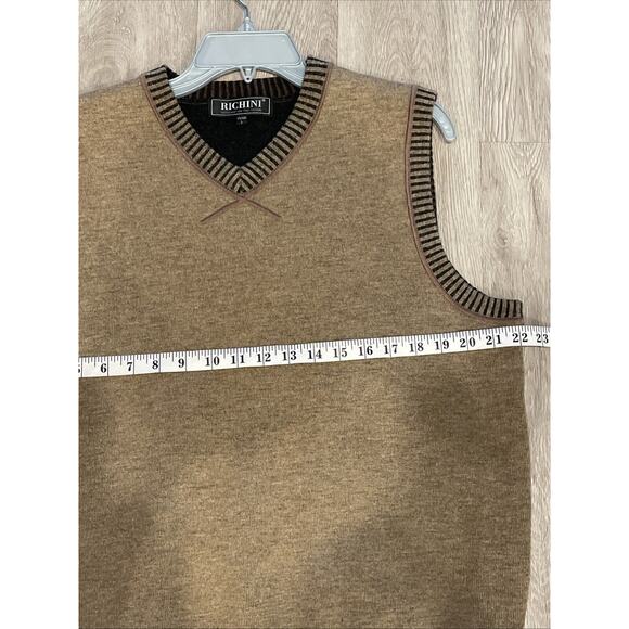 Mens Sweater Vest Large Y2K 90’s Grandpacore Layering Preppy Neutral Office - Picture 3 of 5